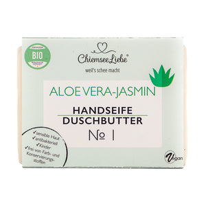 Seifensäckchen + Aloe Vera-Jasmin Handseife/Duschbutter No 1 mit natürlichem Duft - zertifiziert BIO
